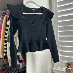 Express Black ruffle sweater - worn once - size large